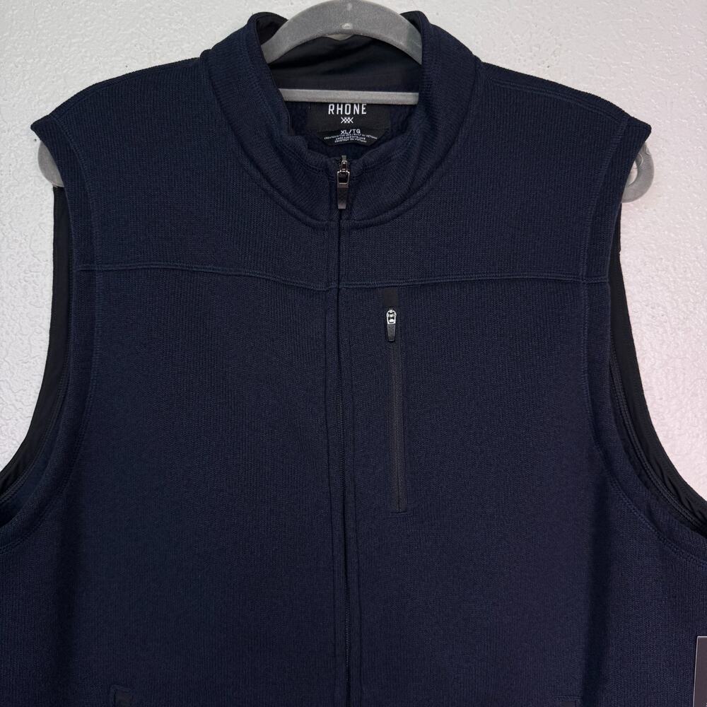 Rhone Fleece Vest Men XL Athletic Performance Full Zip Warm Layer Navy Blue NEW - Picture 4 of 10